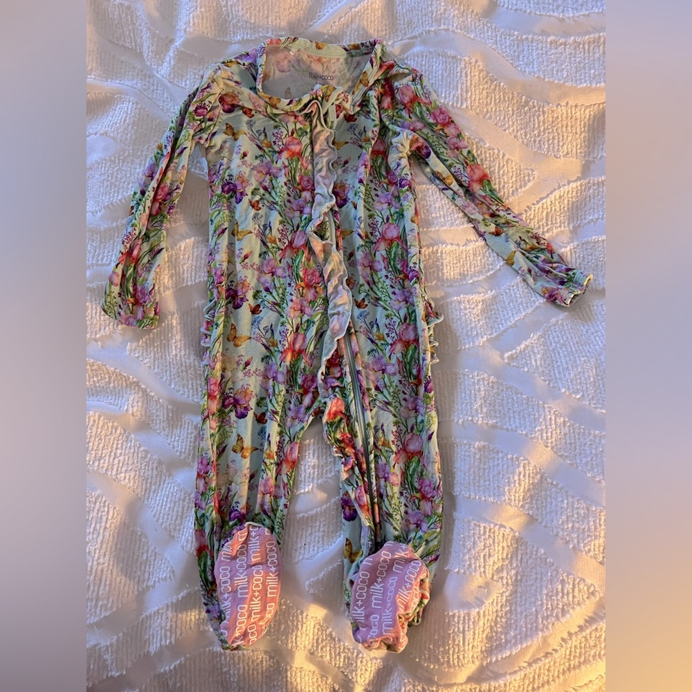 9-12 month bamboo milk+coco footie